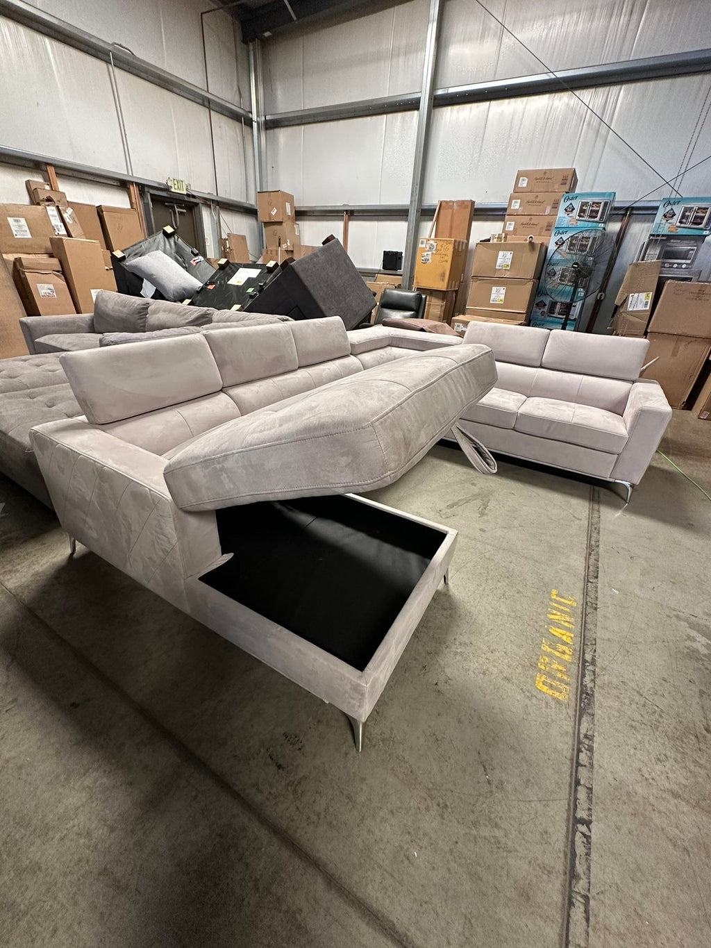 Blaise Fabric Sectional With Storage Chaise
