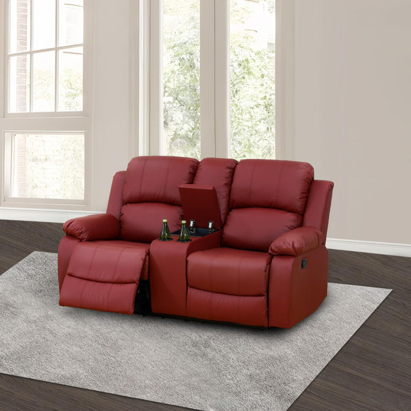 69'' Vegan Leather Pillow Top Arm Reclining Loveseat Sofa