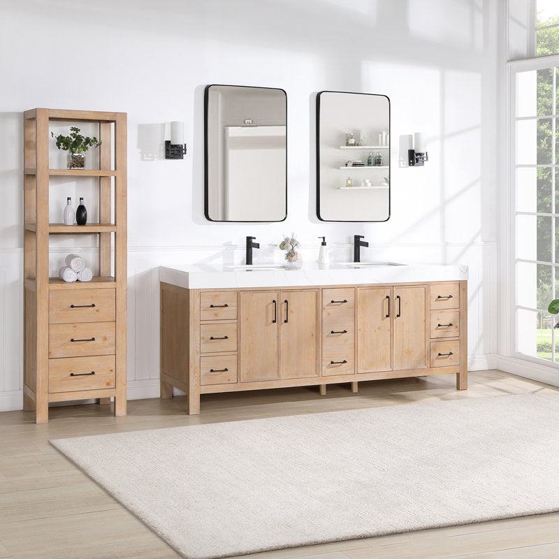 Aranwen 84'' Double Bathroom Vanity with Engineered Marble Top