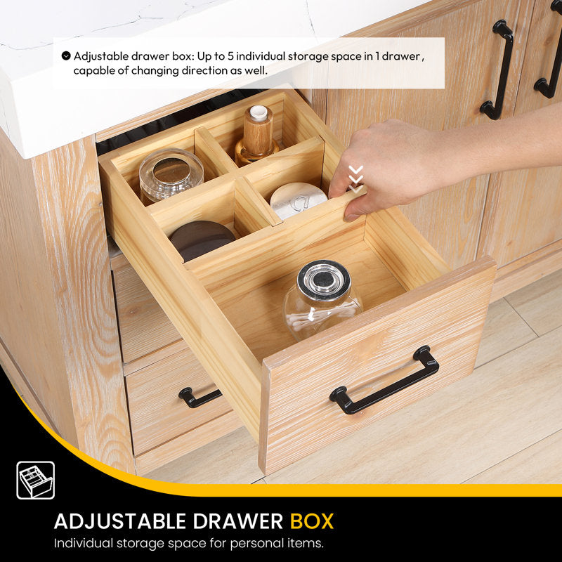 Aranwen 84'' Double Bathroom Vanity with Engineered Marble Top