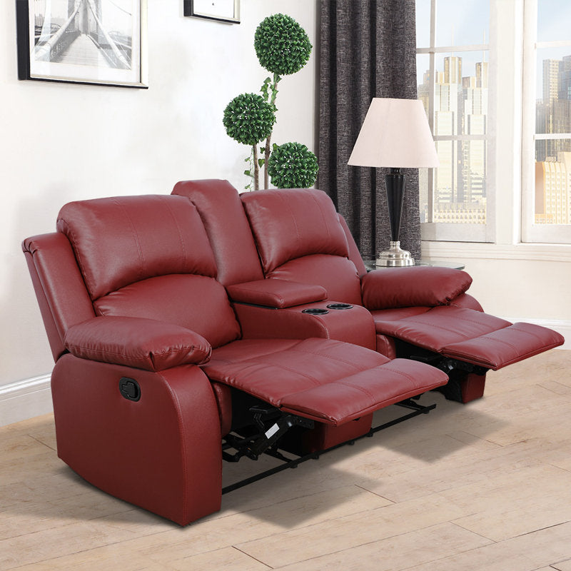 69'' Vegan Leather Pillow Top Arm Reclining Loveseat Sofa