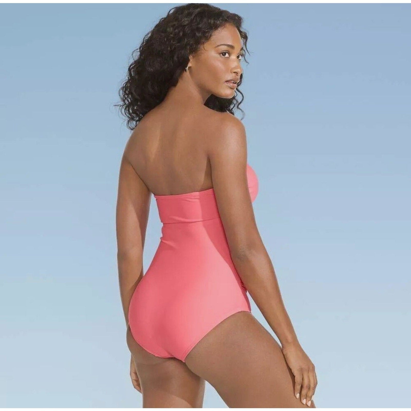 Land's End Coral Wrap Style One Piece Swimsuit Size S