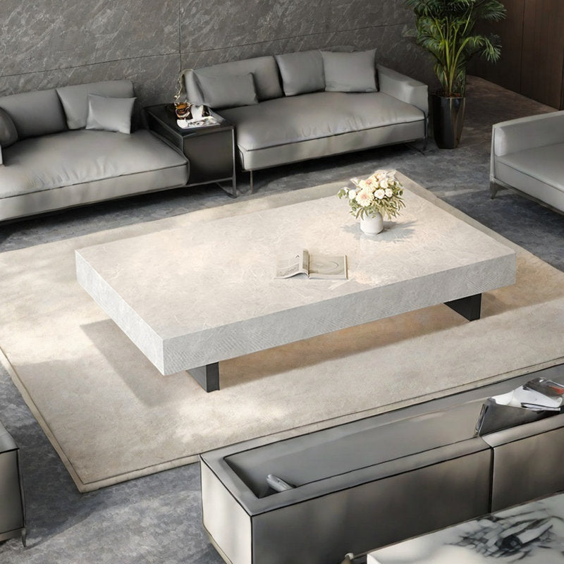 Simple rectangular rock slab floating coffee table