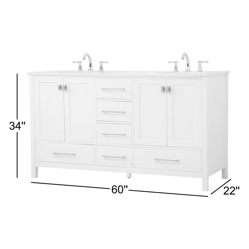Irene 60'' Double Bathroom Vanity with Engineered Marble Top