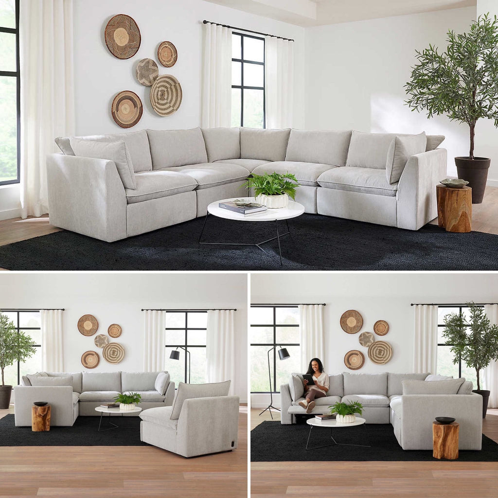 Harwood 5-piece Fabric Modular Sectional Sofa with Power Footrest, Gray WAREHOUSE CLEARANCE |