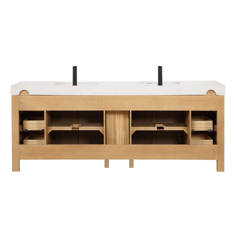 Aranwen 84'' Double Bathroom Vanity with Engineered Marble Top