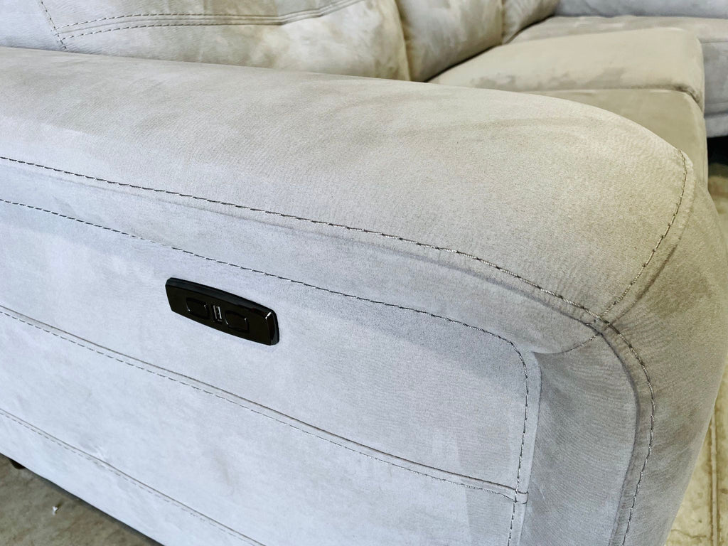 WAREHOUSE CLEARANCE | Trower 5-piece Fabric Power Reclining Sectional with Power Headrests, Gray