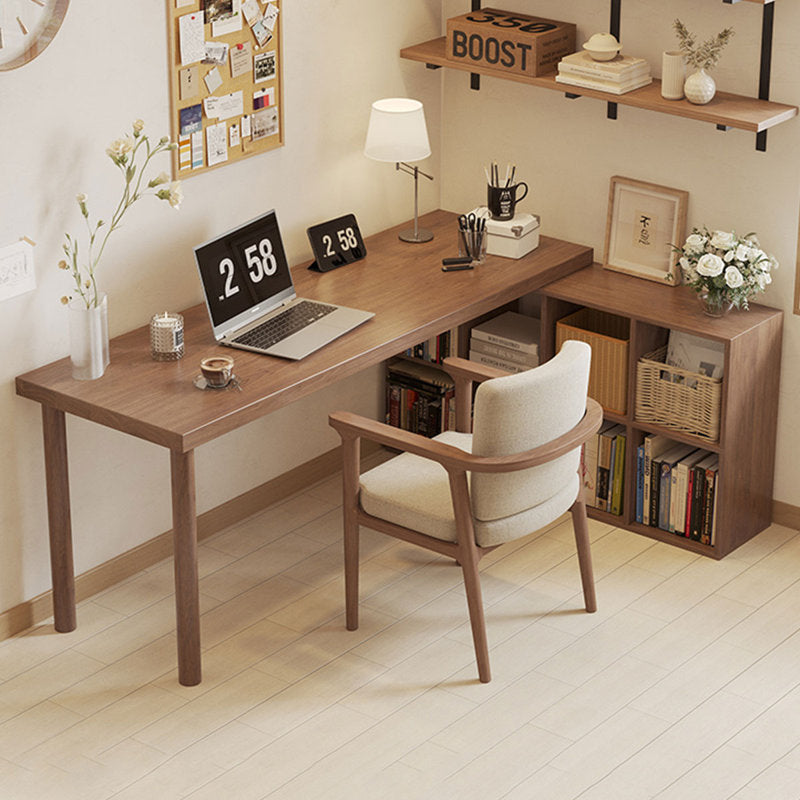 Light walnut L-Shaped Solid Wood desks