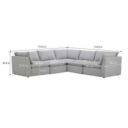 Harwood 5-piece Fabric Modular Sectional Sofa with Power Footrest, Gray WAREHOUSE CLEARANCE |