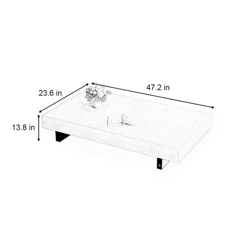 Simple rectangular rock slab floating coffee table