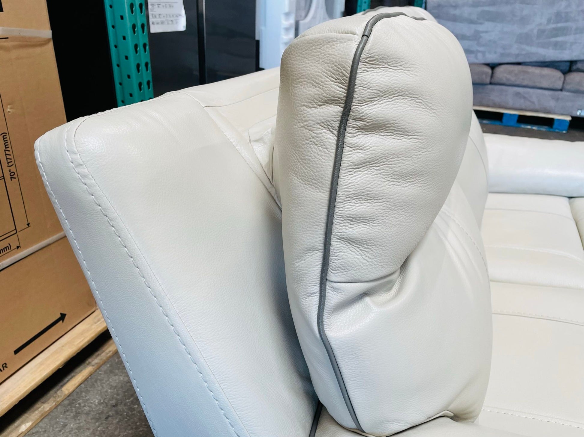 Messina Leather Power Reclining Loveseat with Power Headrests, Cream