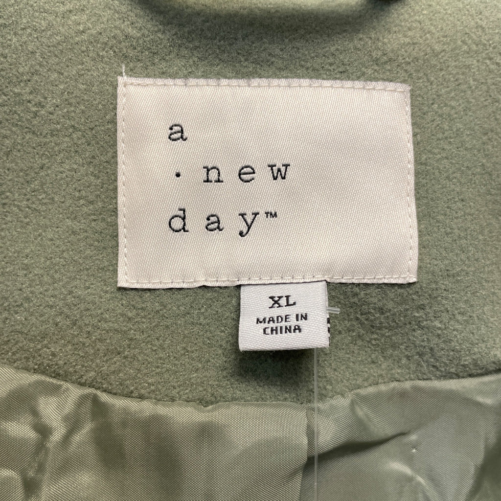 A New Day Women's Faux Wool Topcoat Olive Green Size XL