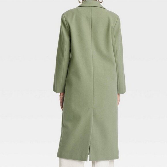 Women's Faux Wool Topcoat - A New Day Olive XXL