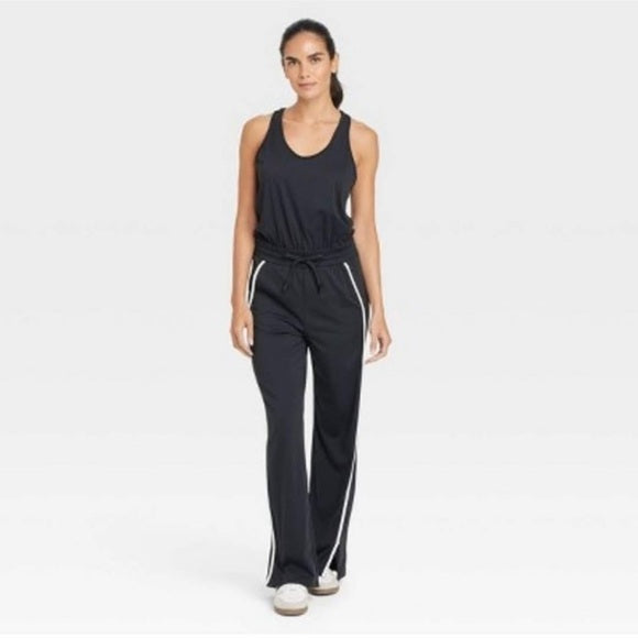 JoyLab Women’s Piped Tank Active Jumpsuit - Black Size Medium NWT