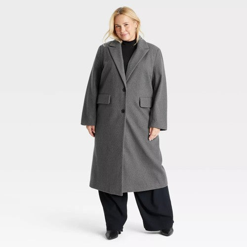 Women's Faux Wool Topcoat - A New Day Gray XXL