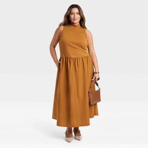 4X - Womens Maxi A-Line Dress - A New Day - Brown