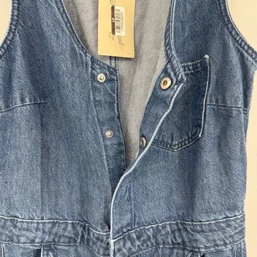 Universal Thread Women's Medium Wash Curved Leg Denim Jumpsuit Overall Size 2