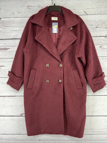 Women's Double Breasted Cocoon Overcoat - Universal Thread Maroon M