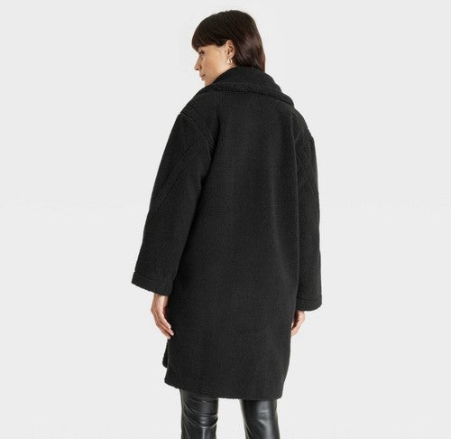 Women's Faux Shearling Coat - Universal Thread Black M