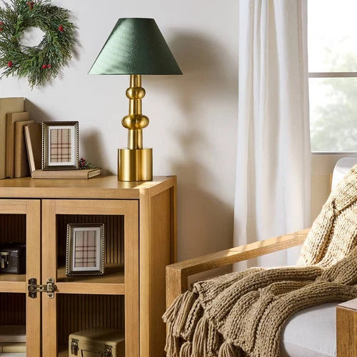 Vintage Brass with Green Shade Table Lamp - Hearth & Hand with