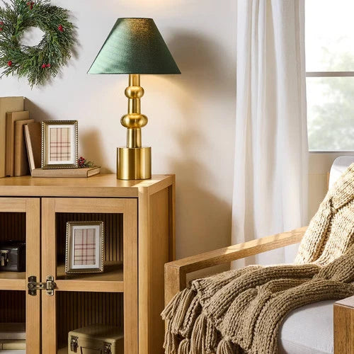 Vintage Brass with Green Shade Table Lamp - Hearth & Hand with