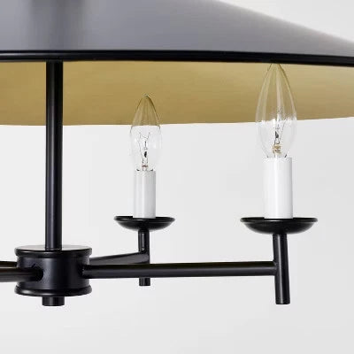 4-Arm Candlestick Chandelier with Large Metal Shade Black - Threshold designed