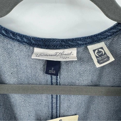 Universal Thread Women's Medium Wash Curved Leg Denim Jumpsuit Overall Size 2