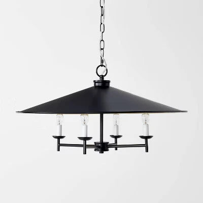 4-Arm Candlestick Chandelier with Large Metal Shade Black - Threshold designed