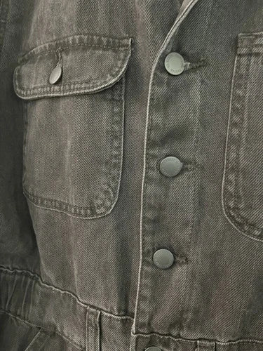 Universal Thread Womens Long Sleeve Utility Baggy Denim Jumpsuit Black Size 10