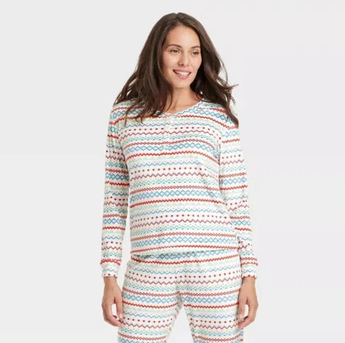 Women's Fair Isle Print Snuggly Soft Holiday Pajama Shirt - Wondershop L