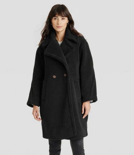Universal Thread Women's Faux Shearling Coat - Black