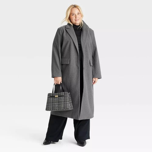 Women's Faux Wool Topcoat - A New Day Gray XXL