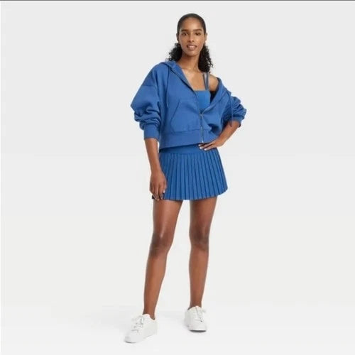 Women's Fleece Full-Zip Hooded Sweatshirt - JoyLab Sapphire Blue XL