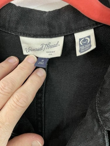 Universal Thread Womens Long Sleeve Utility Baggy Denim Jumpsuit Black Size 10