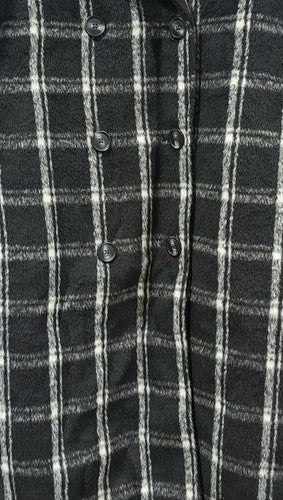 Ava & Viv Women's 4X Black & White Plaid Double Breasted Knee Length Overcoat