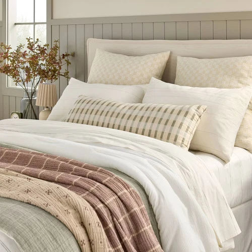 26"x26" Checkerboard Textured Euro Pillow Beige - Hearth & Hand with Magnolia: