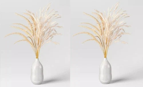 Threshold Set of 2 Wheat & Foxtail Luxe Pink Pampas Arrangement & Ceramic Vase