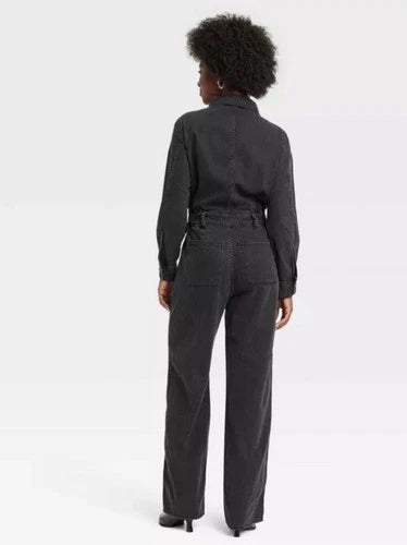 Universal Thread Womens Long Sleeve Utility Baggy Denim Jumpsuit Black Size 10