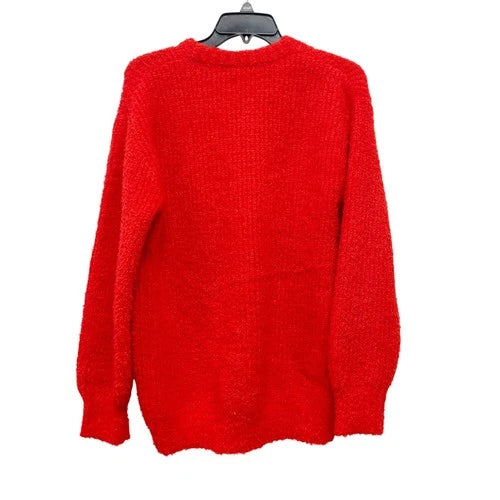 Future Collective Women's Crewneck Relaxed Teddy Sweater Red Size XS