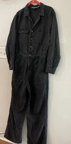Universal Thread Womens Long Sleeve Utility Baggy Denim Jumpsuit Black Size 10