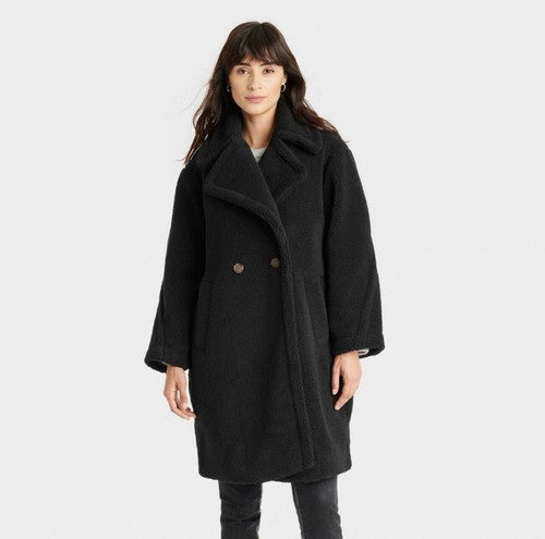 Women's Faux Shearling Coat - Universal Thread Black M