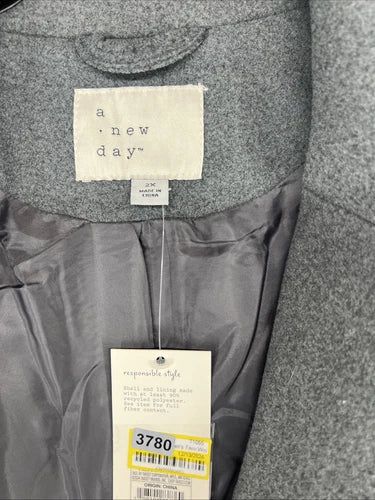 Women's Faux Wool Topcoat - A New Day Gray 2X