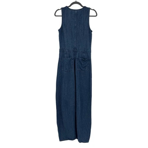 Universal Thread Women's Medium Wash Curved Leg Denim Jumpsuit Overall Size 2