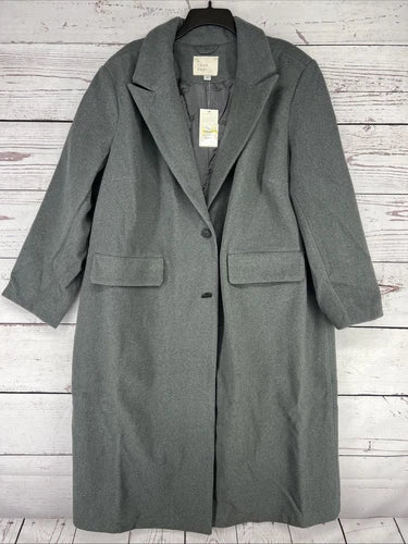 Women's Faux Wool Topcoat - A New Day Gray 2X