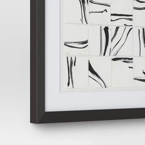 (Set of 2) 16"x20" Patterned Lines Abstract Framed Arts Black - Threshold