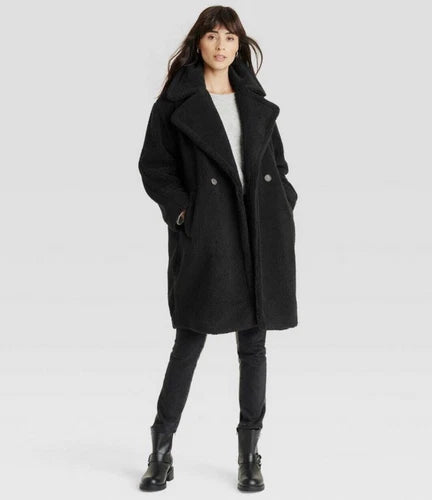 Universal Thread Women's Faux Shearling Coat - Black