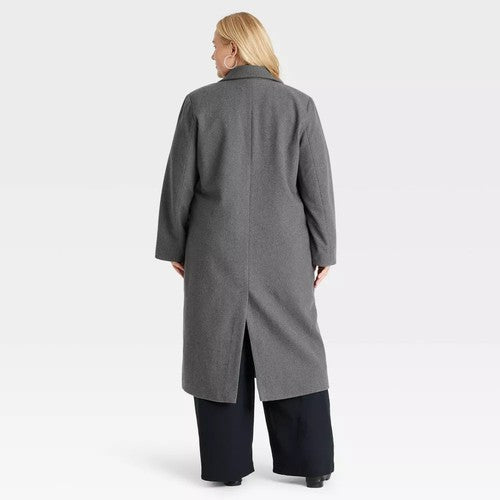 Women's Faux Wool Topcoat - A New Day Gray XXL