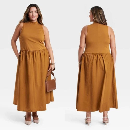 4X - Womens Maxi A-Line Dress - A New Day - Brown