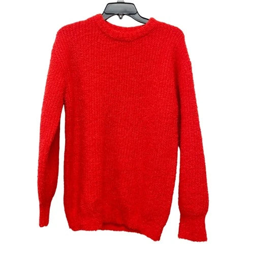Future Collective Women's Crewneck Relaxed Teddy Sweater Red Size XS