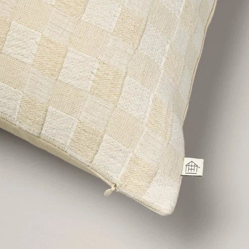 26"x26" Checkerboard Textured Euro Pillow Beige - Hearth & Hand with Magnolia: